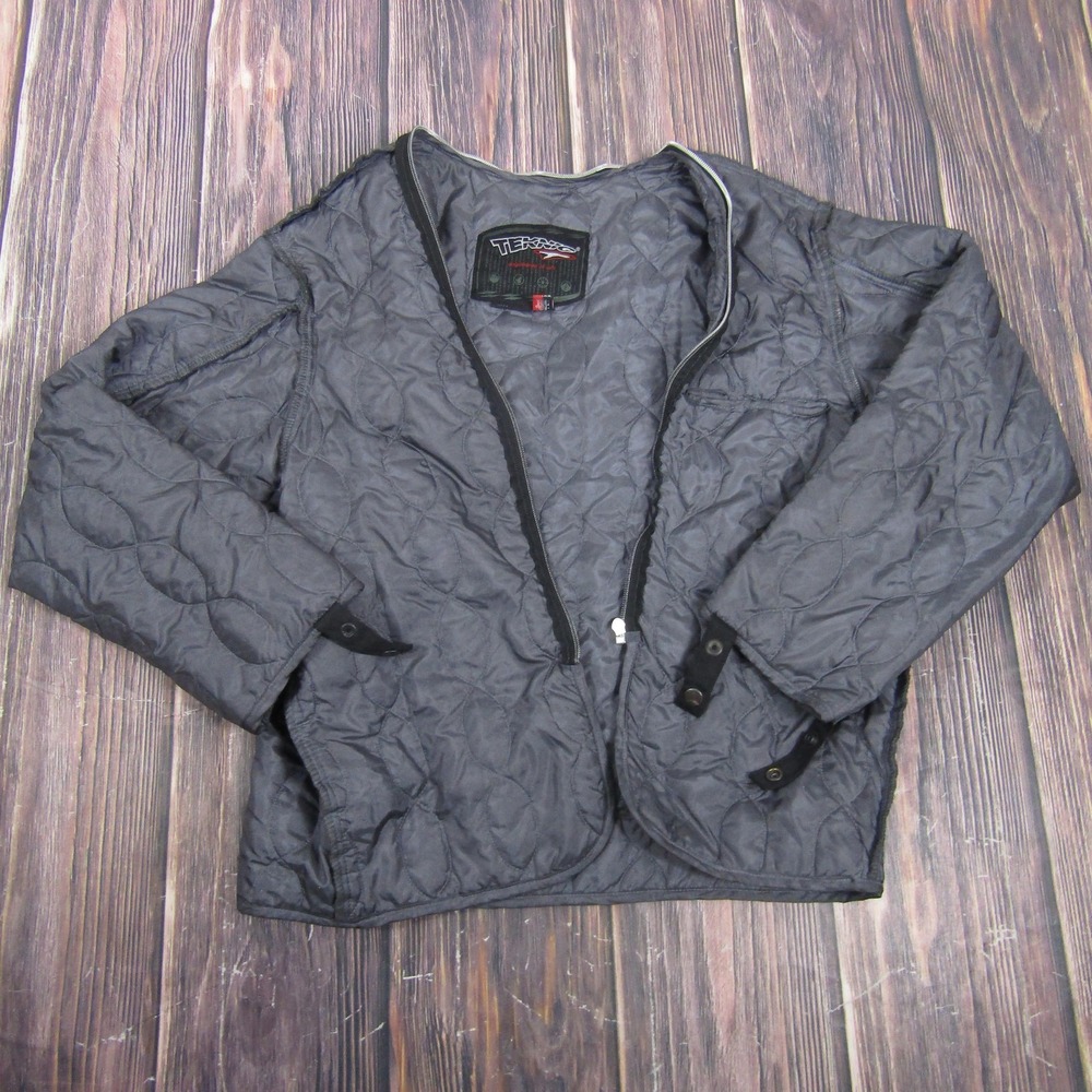 Teknic Jacket Mens 42 Gray Quilted Insulated Motorcycle Liner‎ Removable Inner